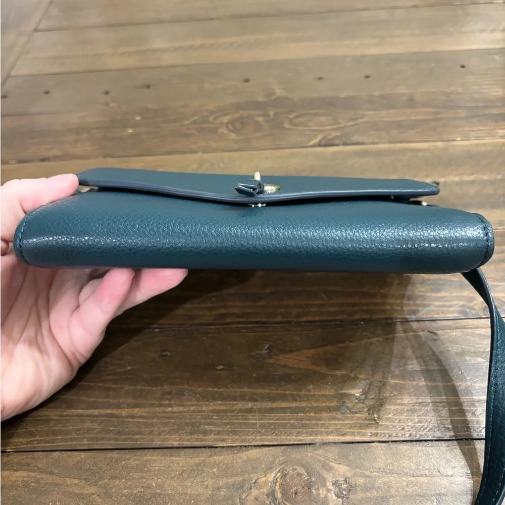 Kate Spade Marti Pebbled Leather Convertible Wallet Crossbody Peacock Sapphir